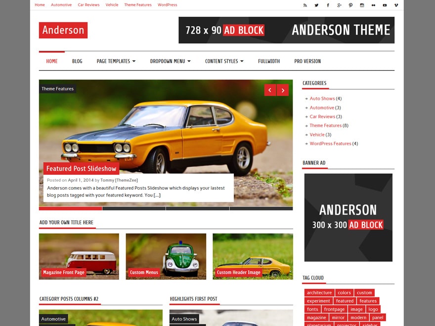 Anderson wp theme for blogging