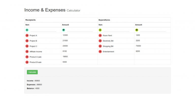 Income & Expense Calculator With PHP [+Source Code] - sbsharma
