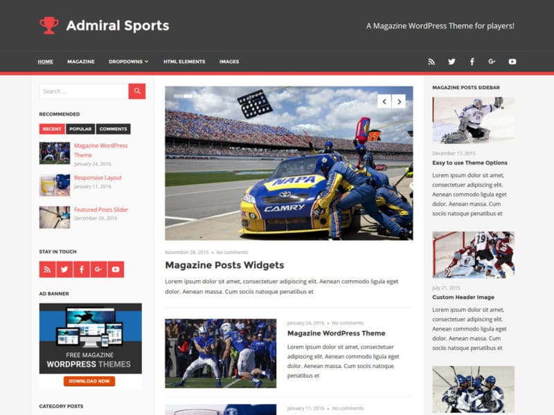 free admiral wp theme for blogging