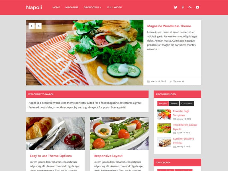 Napoli food blog wp theme