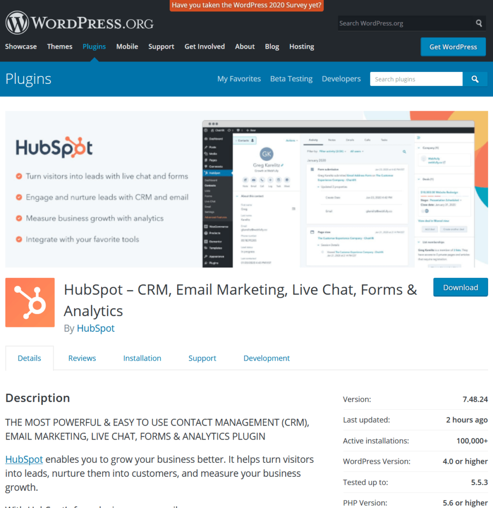 hubspot email marketing wordpress plugin